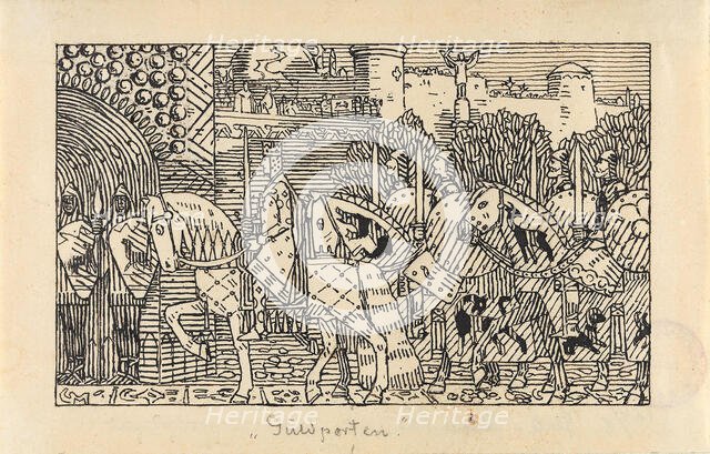 The Entry of King Sigurd and his men into Miklagard, 1899. Creator: Munthe, Gerhard (1849-1929).