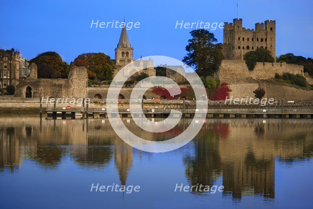Rochester Cathedral and Castle from across the River Medway, Kent, 2010. Artist: Historic England Staff Photographer.