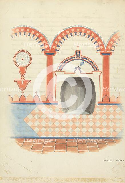 Wall Painting and Baptismal Niche, c. 1938. Creator: Frank C. Barks.
