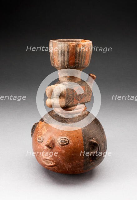 Tall Necked Jar in the Form of an Abstract Head with Animal Forms, A.D. 500/1000. Creator: Unknown.