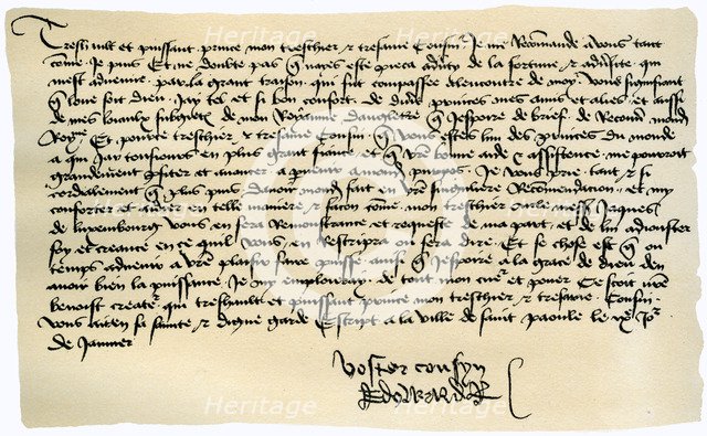 Letter from Edward IV to Francis II, Duke of Brittany, 9th January 1471.Artist: Edward IV, King of England