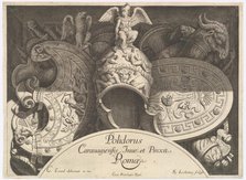Divers Trophées (Weapon Trophies after the Façade of Palazzo Milesi in Rome), 1651. Creators: Polidoro da Caravaggio, Rene Lochon.