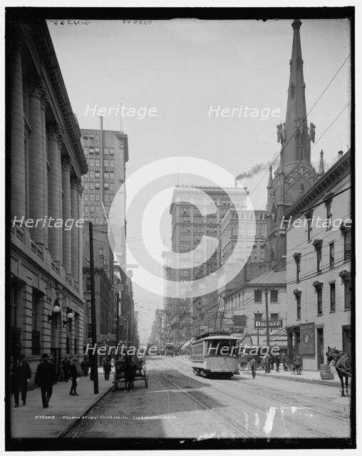 Fourth St. Street, west from Main Street, Cincinnati, Ohio, c1907. Creator: Unknown.