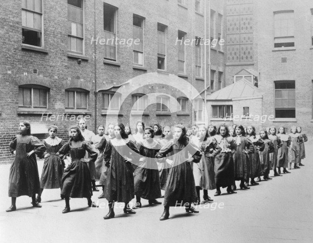 Girls exercising at the Jewish Free School, 1900-1910. Artist: Unknown