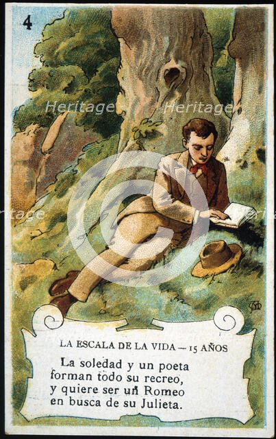 Picture card 'The scale of life'. Number 4, 1902, for the company 'Chocolates Amatller'. Creator: Mestres, Apeles. (1854-1936).
