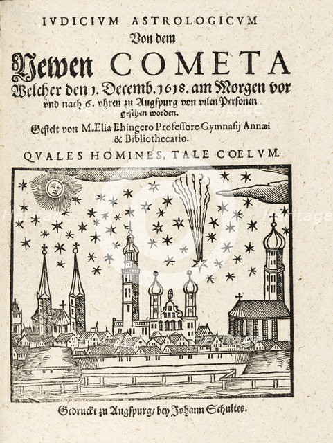 A new Comet viewed from Augspurg, Germany on 1 December, 1618, pub.  1618. Creator: Elias Ehinger 1573 - 1653.