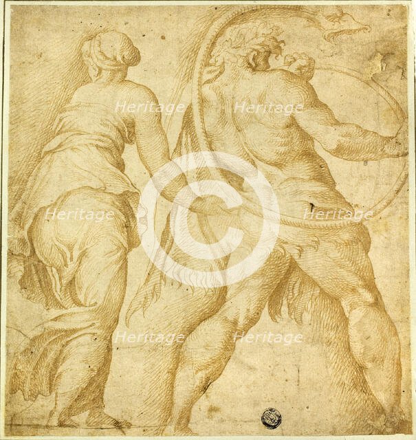 Woman Turning Left; Male Nude Blowing Trumpet, n.d. Creator: Unknown.