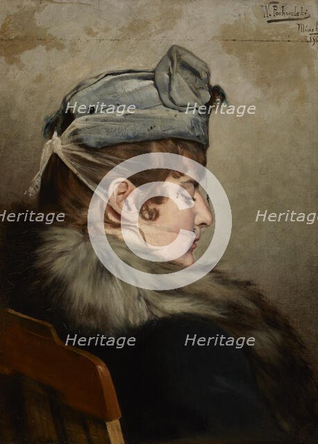 Portrait of the Lady in a Veil, 1890. Creator: Wladyslaw Pochwalski.