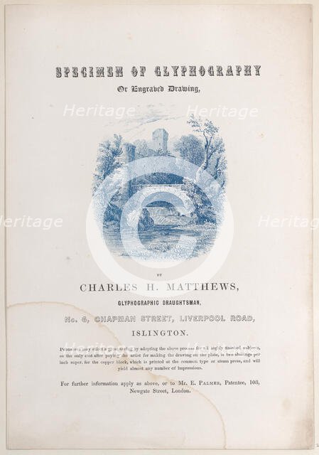 Trade Card for Charles H. Matthews, glyphographic draughtsman, 19th century. Creator: Anon.