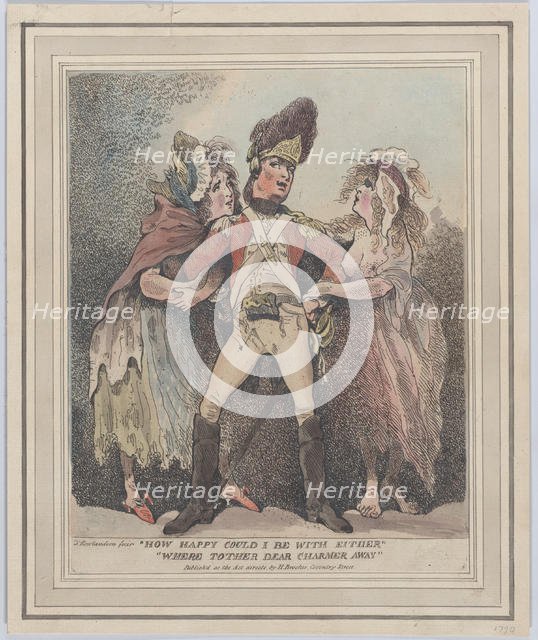 How Happy Could I Be With Either, Were t'Other Dear Charmer Away, [1784]., [1784]. Creator: Thomas Rowlandson.