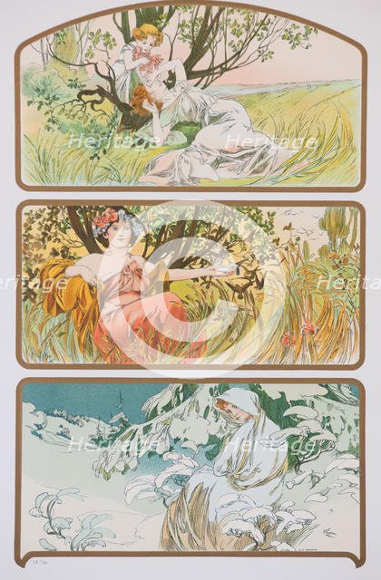 Three Seasons, c. 1898. Creator: Mucha, Alfons Marie (1860-1939).