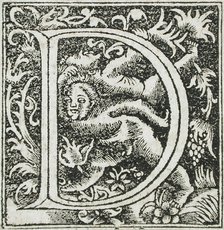 Fourteen Ornamental Letters (C, D, I, Q) (image 13 of 14), 16th century. Creator: Unknown.