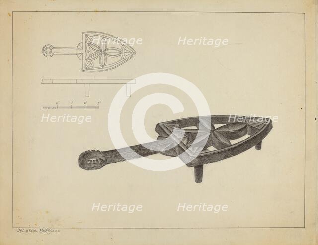 Flat Iron Holder, c. 1937. Creator: Salvatore Borrazzo.