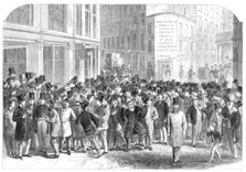 Kerbstone stockbrokers in New York, 1864. Creator: Mason Jackson.