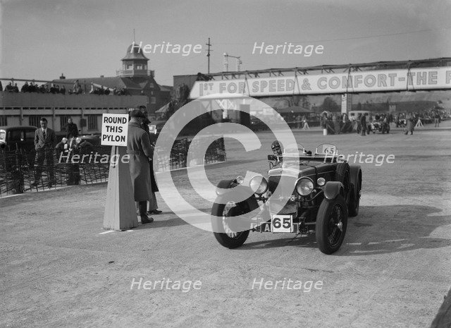 Frazer-Nash competing in the JCC Rally, Brooklands, Surrey, 1939. Artist: Bill Brunell.