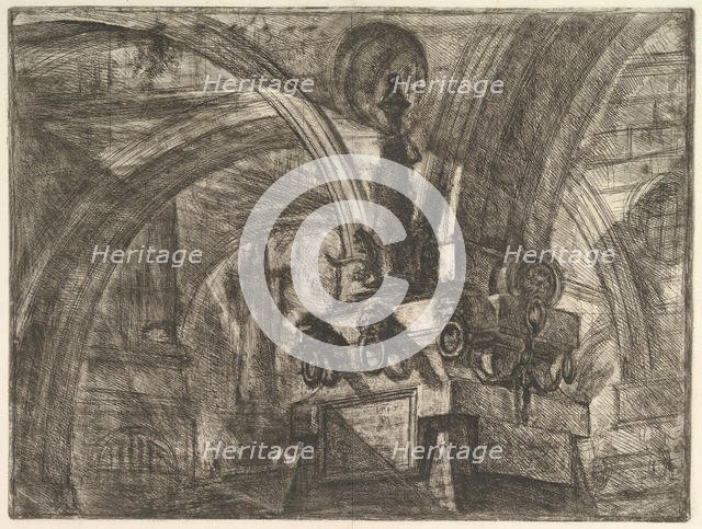 The Pier with a Lamp, from Carceri d'invenzione (Imaginary Prisons), ca. 1749-50. Creator: Giovanni Battista Piranesi.