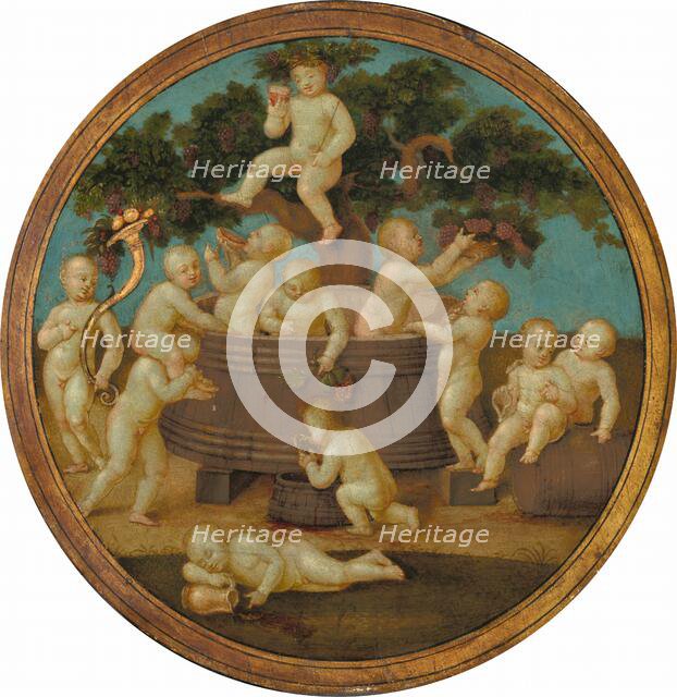 Putti with a Wine Press, c. 1500. Creator: Anon.