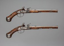 Pair of Flintlock Pistols Made for Christian Ernst, Franco-German, Erlangen-Neustadt, ca. 1686-90. Creators: Charles Froment, M Breat.