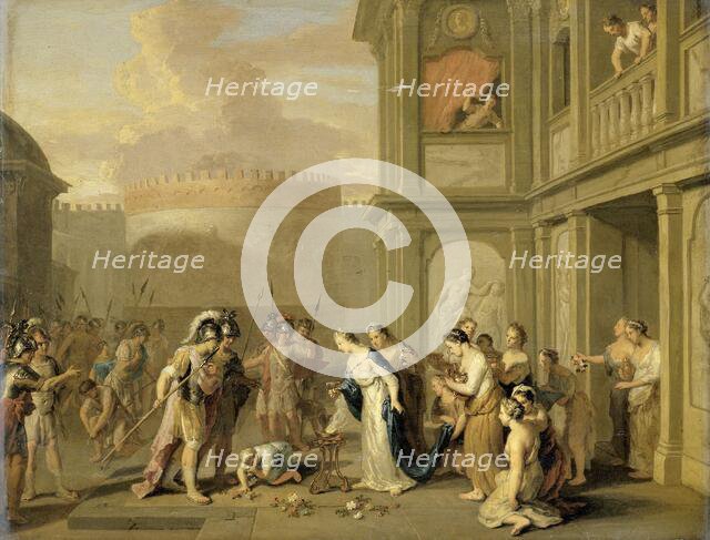 Queen Cleophis Offering Wine to Alexander the Great after his Conquest of Mazaka, 1670-1733. Creator: Gerard Hoet.