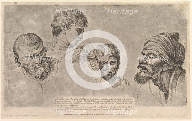 Four Heads From the Raphael Cartoons at Hampton Court, May 14, 1781. Creator: William Hogarth.