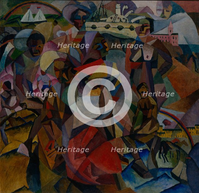 The study of symbolic similarities in the portrait of Marianna Lentulova, 1912. Artist: Lentulov, Aristarkh Vasilyevich (1882-1943)