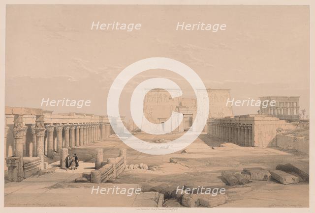 Egypt and Nubia: Volume I - No. 42, Grand Approach to the Temple of Philae, Nubia, 1838. Creator: Louis Haghe (British, 1806-1885).