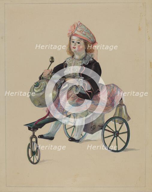 Doll on Velocipede, c. 1936. Creator: Mina Lowry.