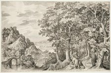 Samson Killing the Lion, 1603. Creator: Nicolaes de Bruyn.