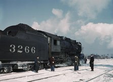 Santa Fe RR freight train about to leave for the West Coast from Corwith yard, Chicago, Ill., 1943. Creator: Jack Delano.