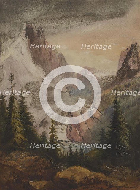 View of Mountains, mid 19th century. Creator: Alfred Jacob Miller.