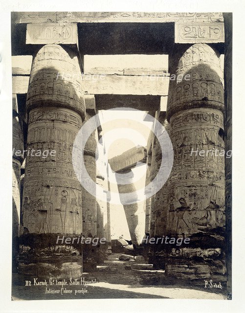 Hypostyle hall, temple of Amun-Re, Karnak, Egypt, 1878. Artist: P Sebah