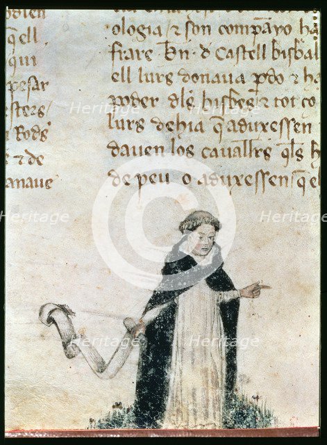 Dominican friar.  Miniature 'Libre dels Feyts del Rei en Jacme' (Manuscript of Poblet), manuscrip…