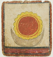 Sun, Moon and Lotus on Lotus Throne, from a Set of Initiation Cards (Tsakali), 14th/15th century. Creator: Unknown.