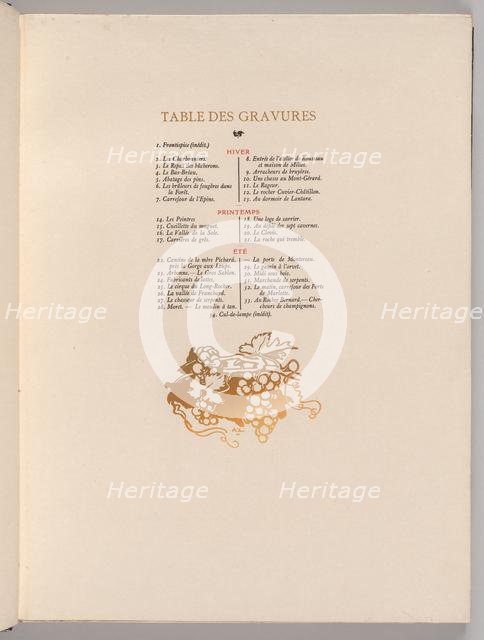 Fontainebleau Forest: Grapes, Cul-de-lampe (Table of Engravings) (La Forêt de Fontainebleau..., 1908 Creator: Auguste Louis Lepère (French, 1849-1918); A. Desmoulins, Paris.