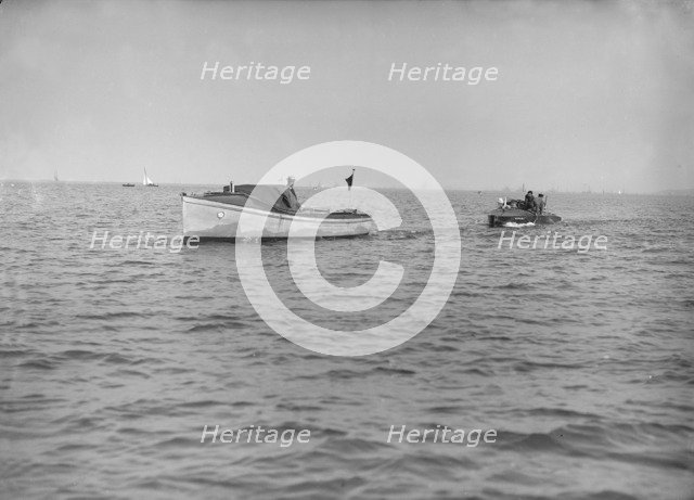 The French hydroplane 'Despujols I' being towed, 1913. Creator: Kirk & Sons of Cowes.