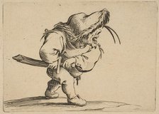 L'Homme S'Apprêtant a Tirer son Sabre (Man Preparing to Draw his Sword), from Varie Fig..., 1616-22. Creator: Jacques Callot.