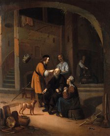 Tobias restoring the eyesight of Tobit, 1600-1699. Creator: Gerrit Dou.