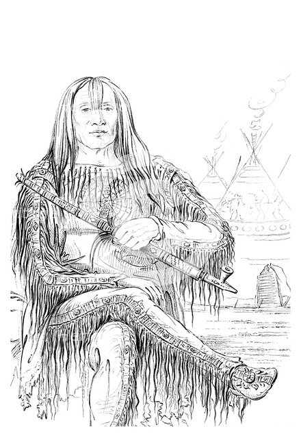 Chief of the Blackfoot nation, 1841.Artist: Myers and Co