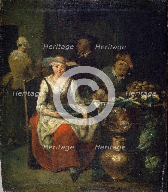 'At a Greengrocer', c1700-1730. Flemish painting Artist: Jan Baptist Lambrechts