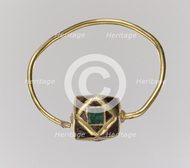 One of a Pair of Gold Cloisonné Earring, Frankish, 500-550. Creator: Unknown.