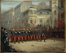 Parade on Boulevard des Italiens, Crimean Army troops, December 29, 1855. Creator: Unknown.