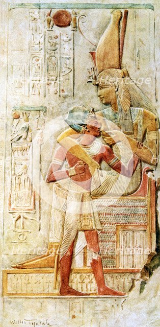 Egyptian hieroglyphs, Abydos, Egypt, 1910. Artist: Walter Tyndale