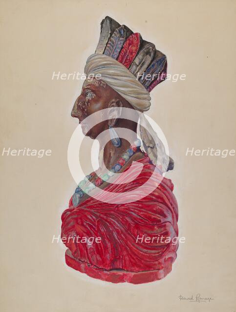 Wooden Indian Bust, c. 1937. Creator: David Ramage.