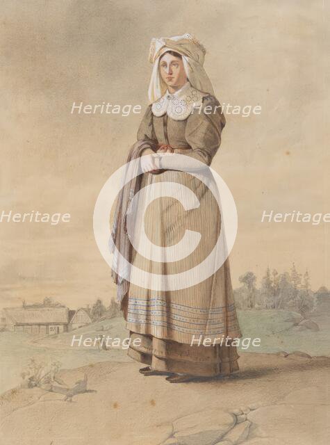Woman in costume, first half of the 19th century. Creator: Otto Wallgren.