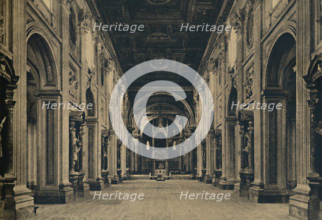 'Roma - Main nave of the Basilica of St. John Lateran (Borromini, arch. 1650)', 1910. Artist: Unknown.