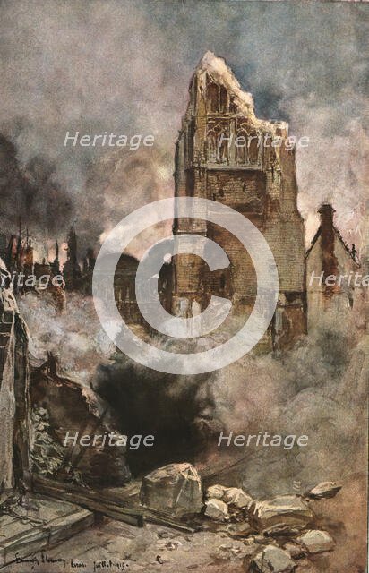 'Arras; Bombardement du Beffroi', 1915 (1924). Creator: Francois Flameng.