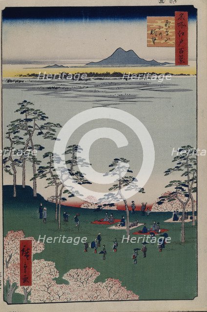 View to the North from Asukayama (One Hundred Famous Views of Edo), 1856-1858. Artist: Hiroshige, Utagawa (1797-1858)