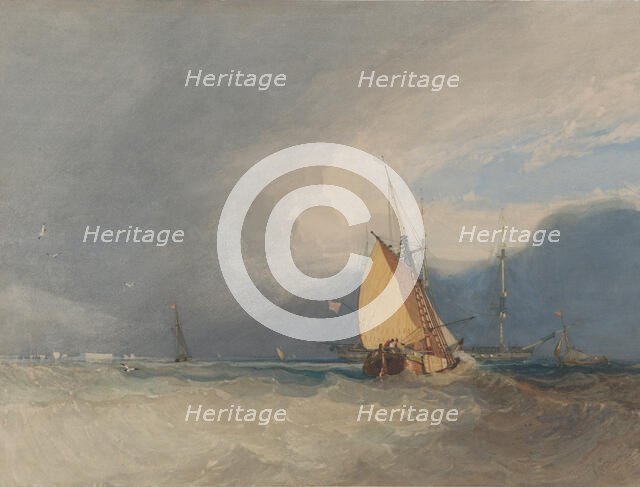 Boats off the Coast, Storm Approaching, 1830. Creator: John Sell Cotman.