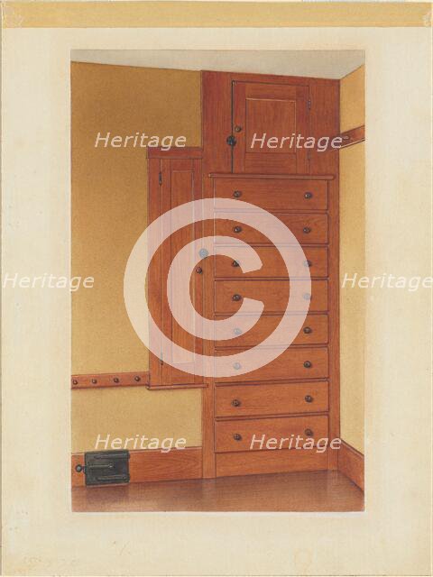 Built-in Cupboard and Drawers, c. 1937. Creator: Alfred H. Smith.