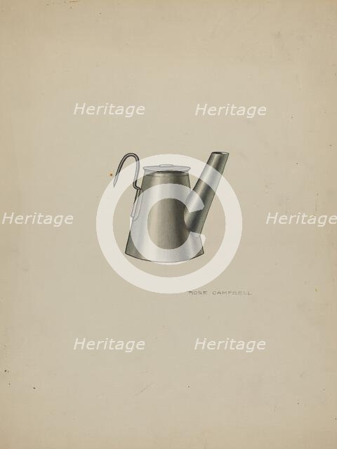 Miner's Oil Lamp, 1935/1942. Creator: Rose Campbell-Gerke.